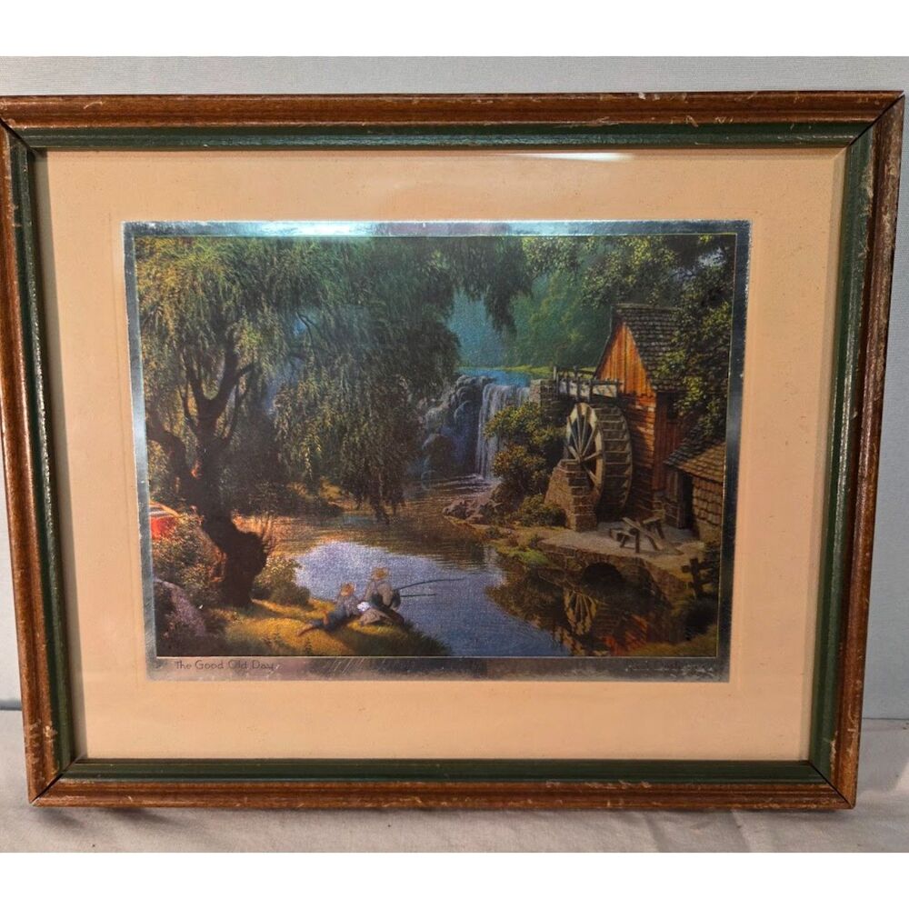 Vintage Paul Detlefsen The Good Old Days Print Watermill Framed